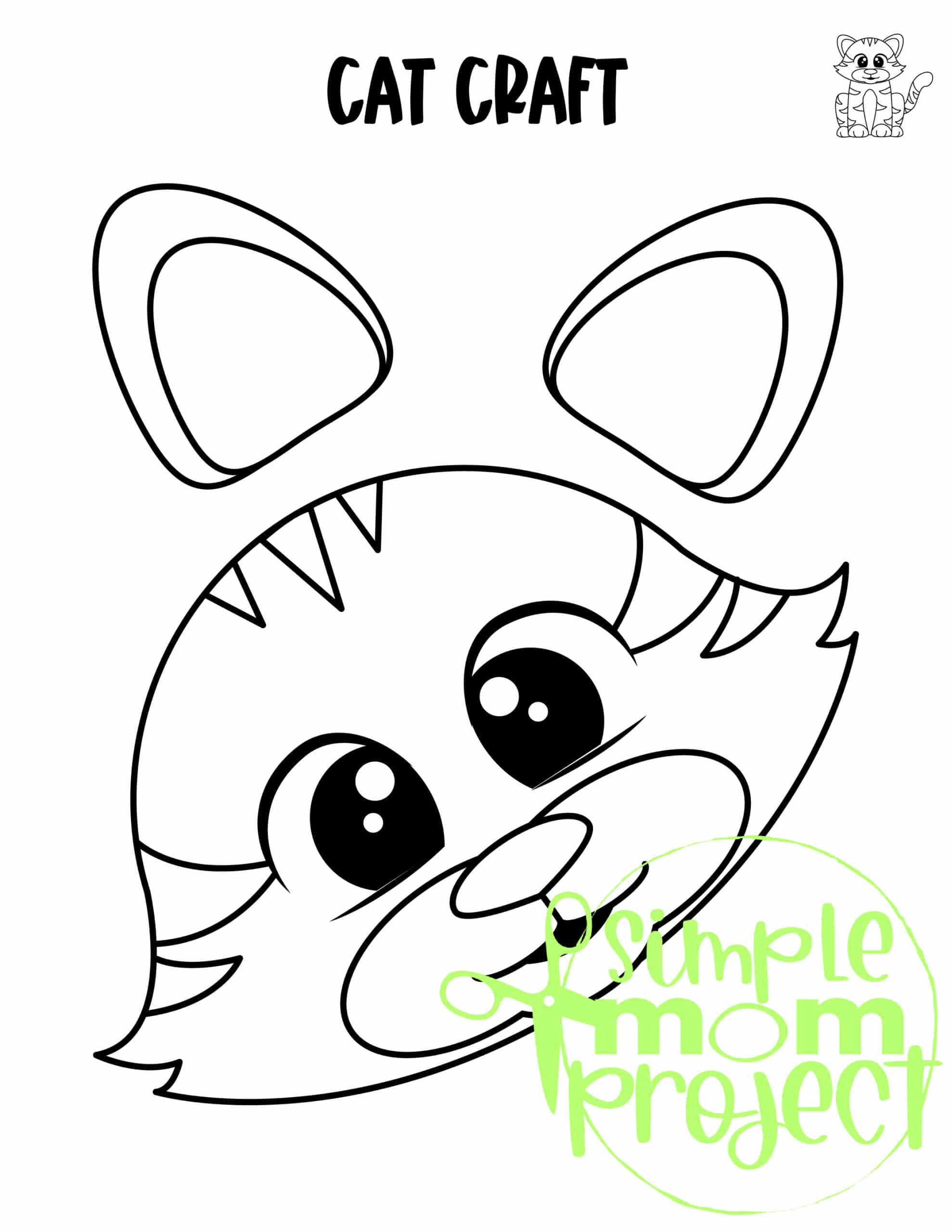 Printable Cat Paper Bag Puppet Craft for Kids Preschoolers Toddlers and Kindergartners