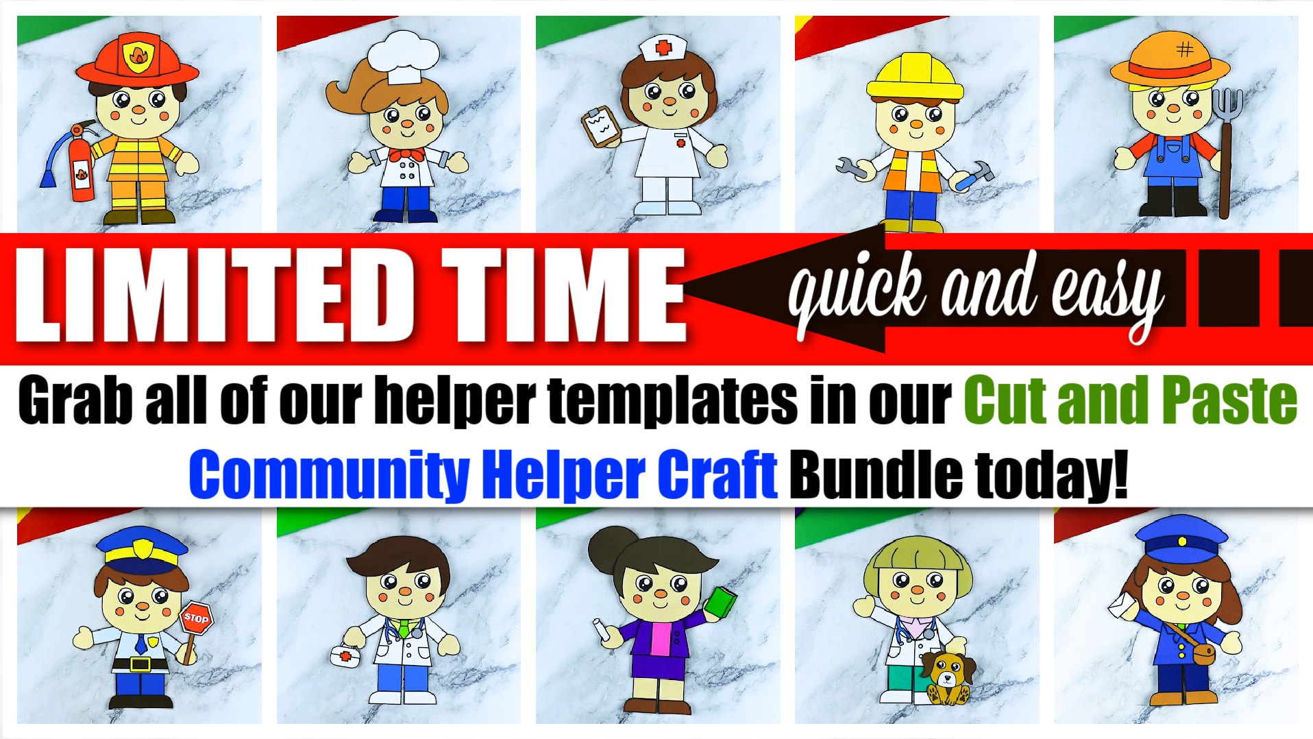 Printable Cut and Paste Community Helper Crafts for Kids, Preschooler and Toddlers 7