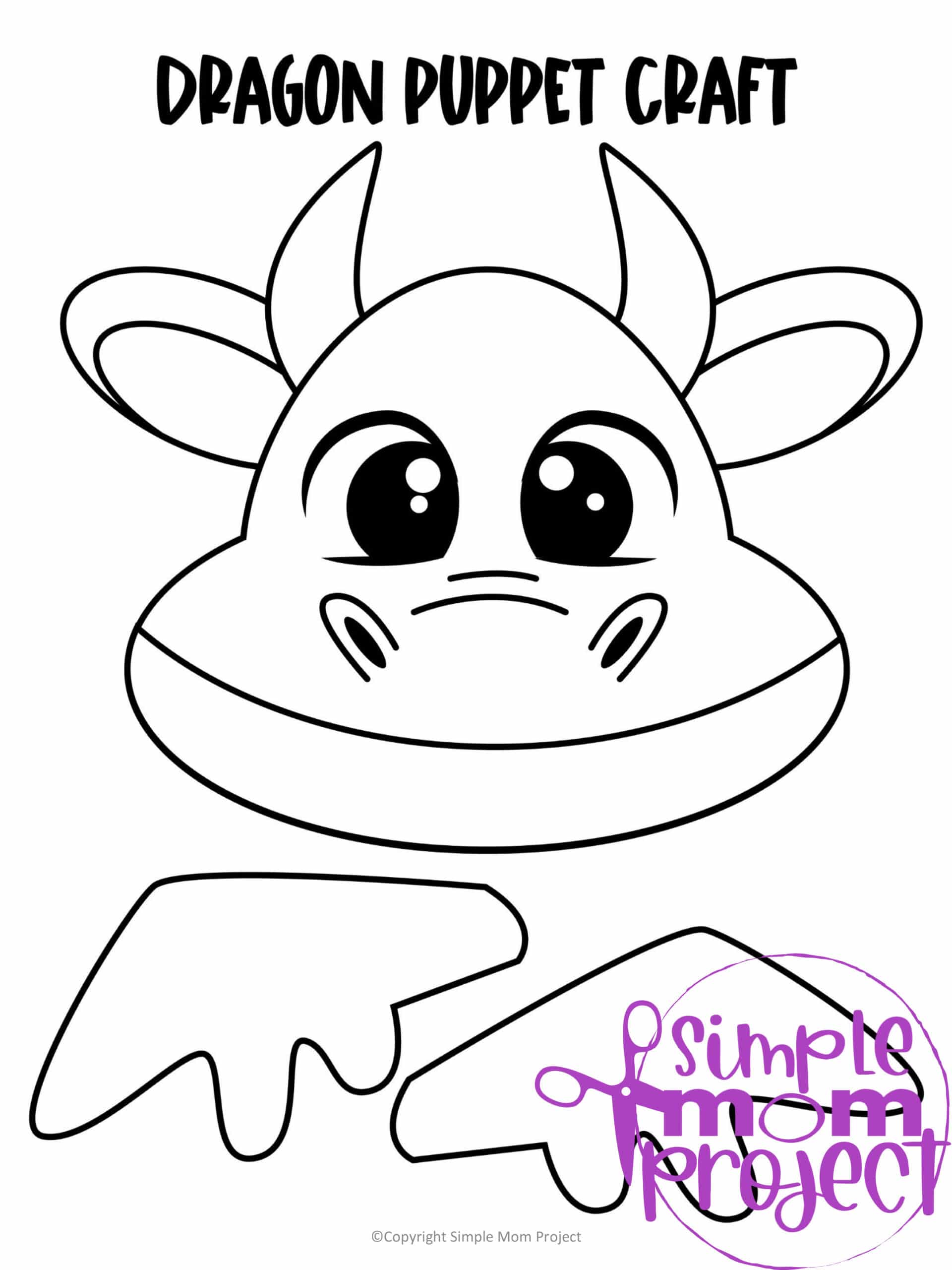 Printable Dragon Paper Bag Craft for Kids Preschoolers toddlers kindergarten