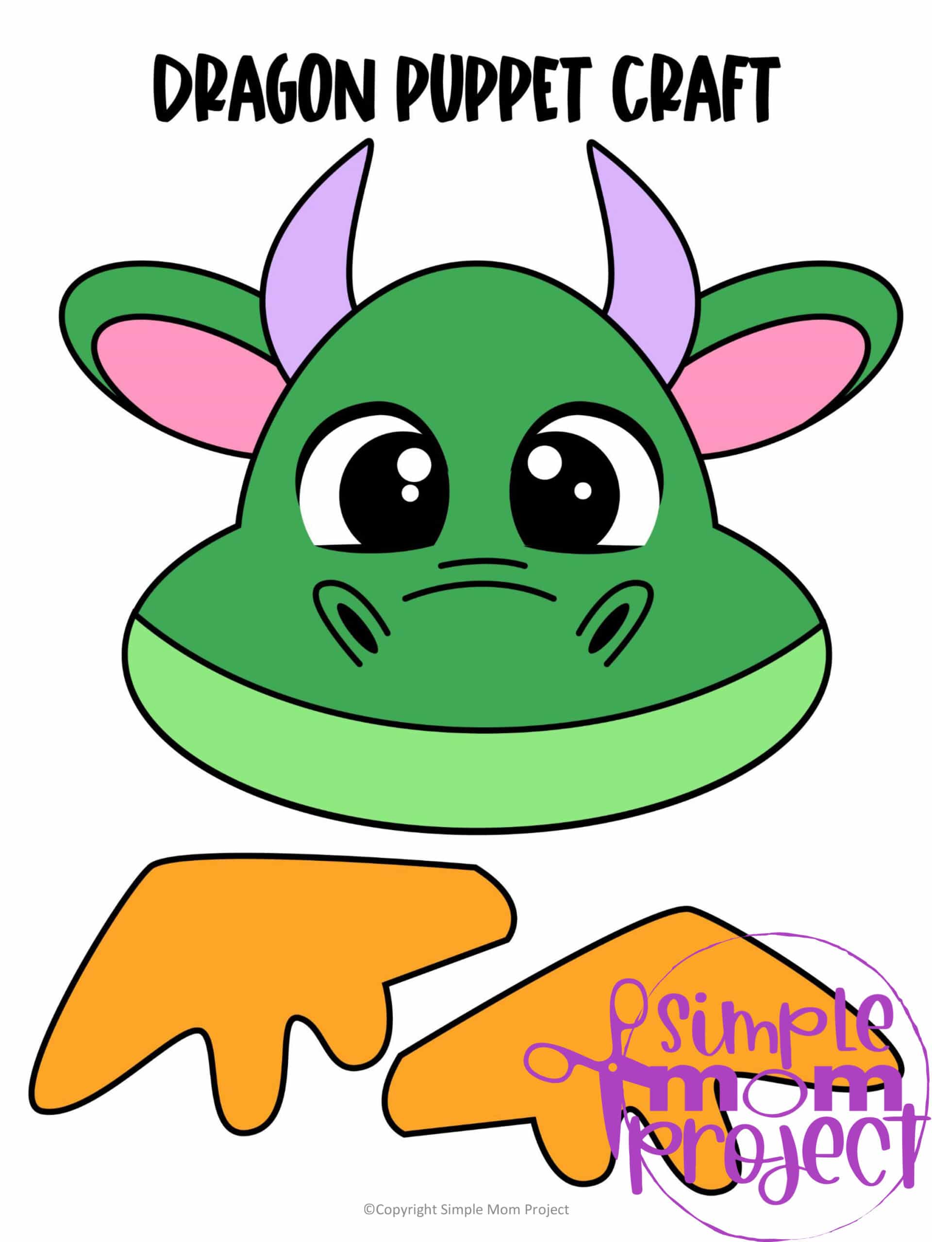 Printable Dragon Paper Bag Craft for Kids Preschoolers toddlers kindergarten