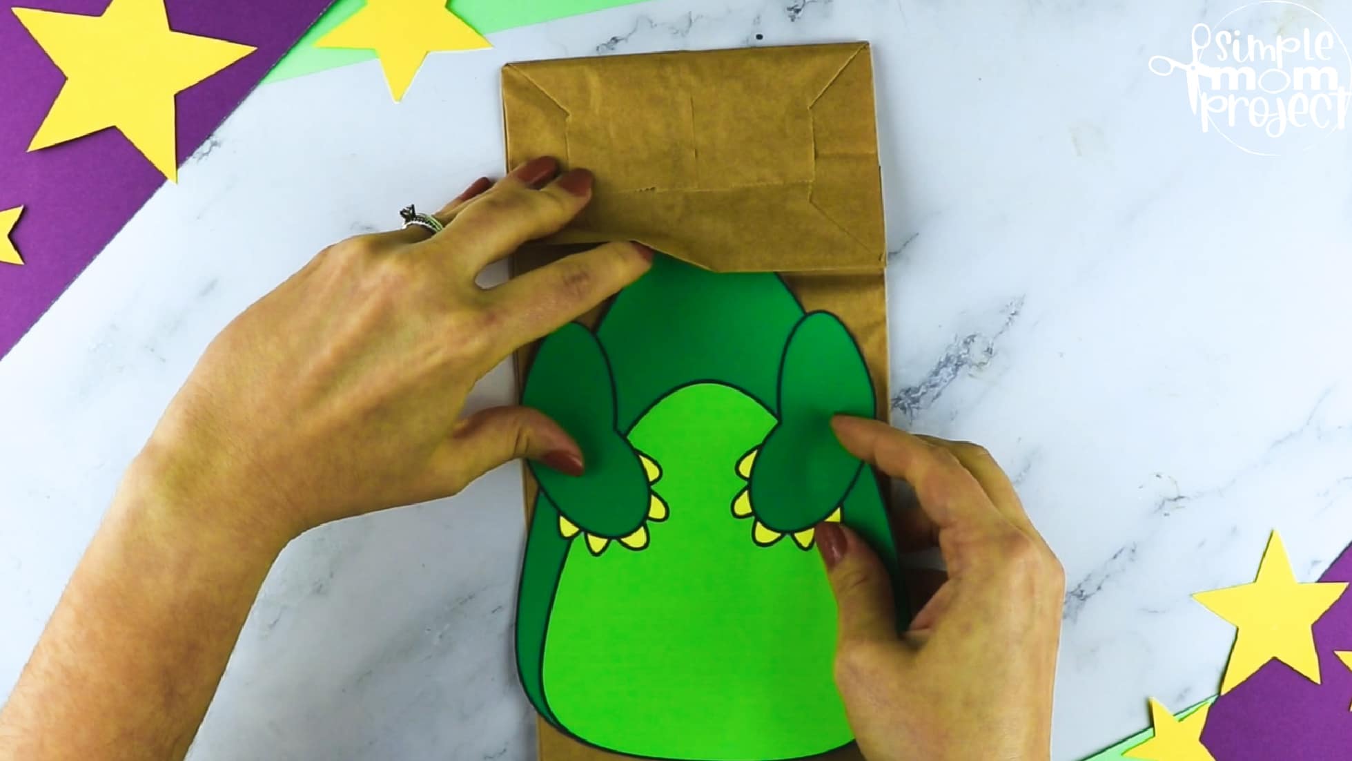 Printable Dragon Paper Bag Craft for Kids Preschoolers toddlers kindergarten