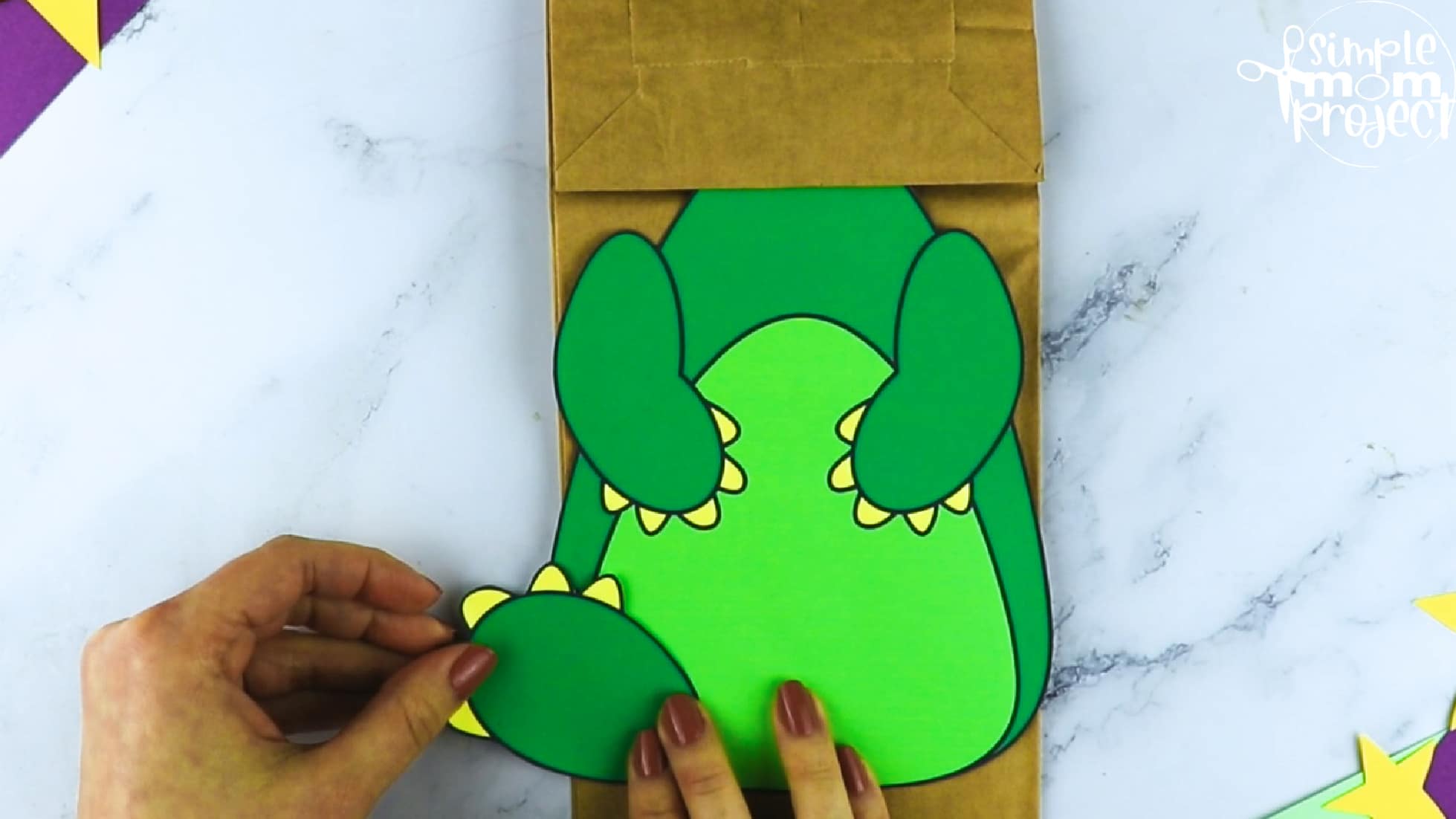 Printable Dragon Paper Bag Craft for Kids Preschoolers toddlers kindergarten
