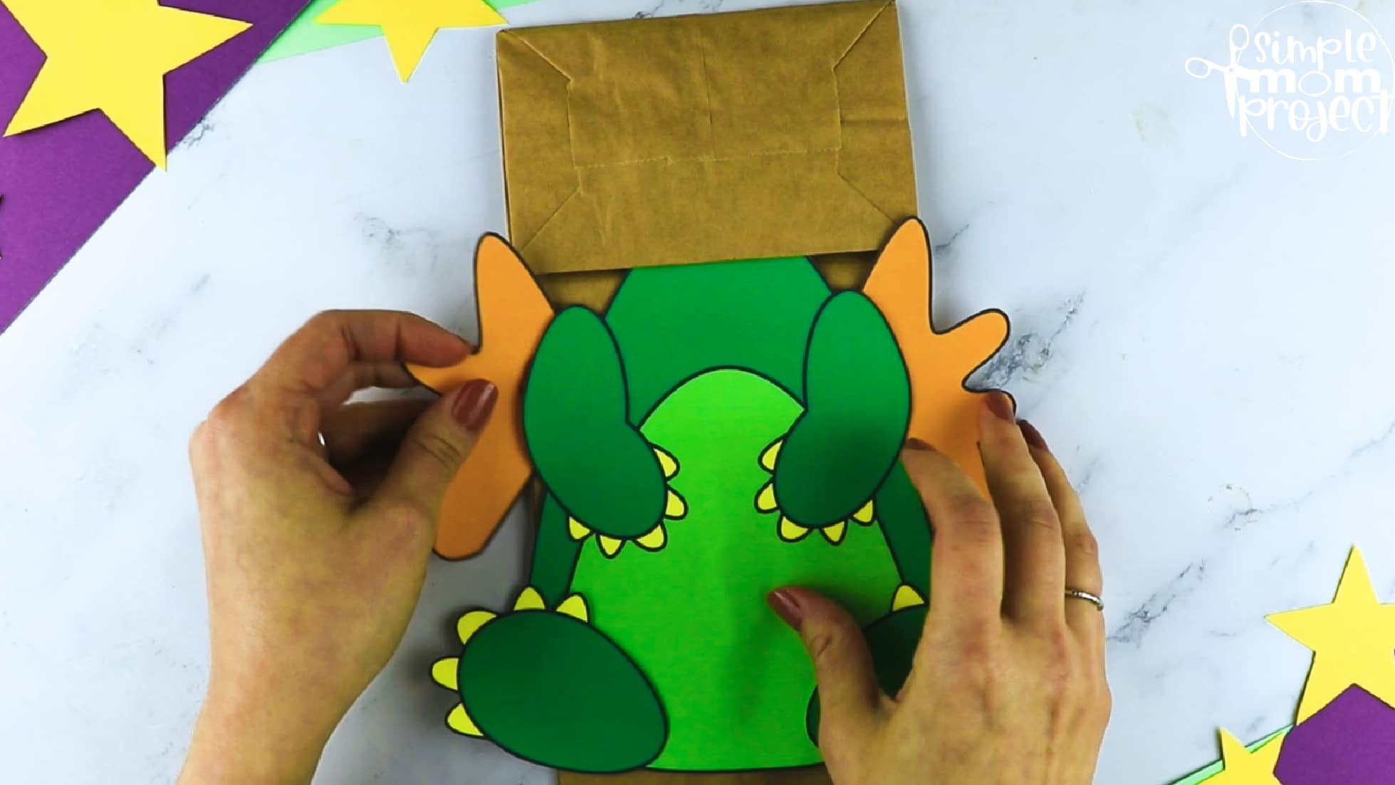 Printable Dragon Paper Bag Craft for Kids Preschoolers toddlers kindergarten
