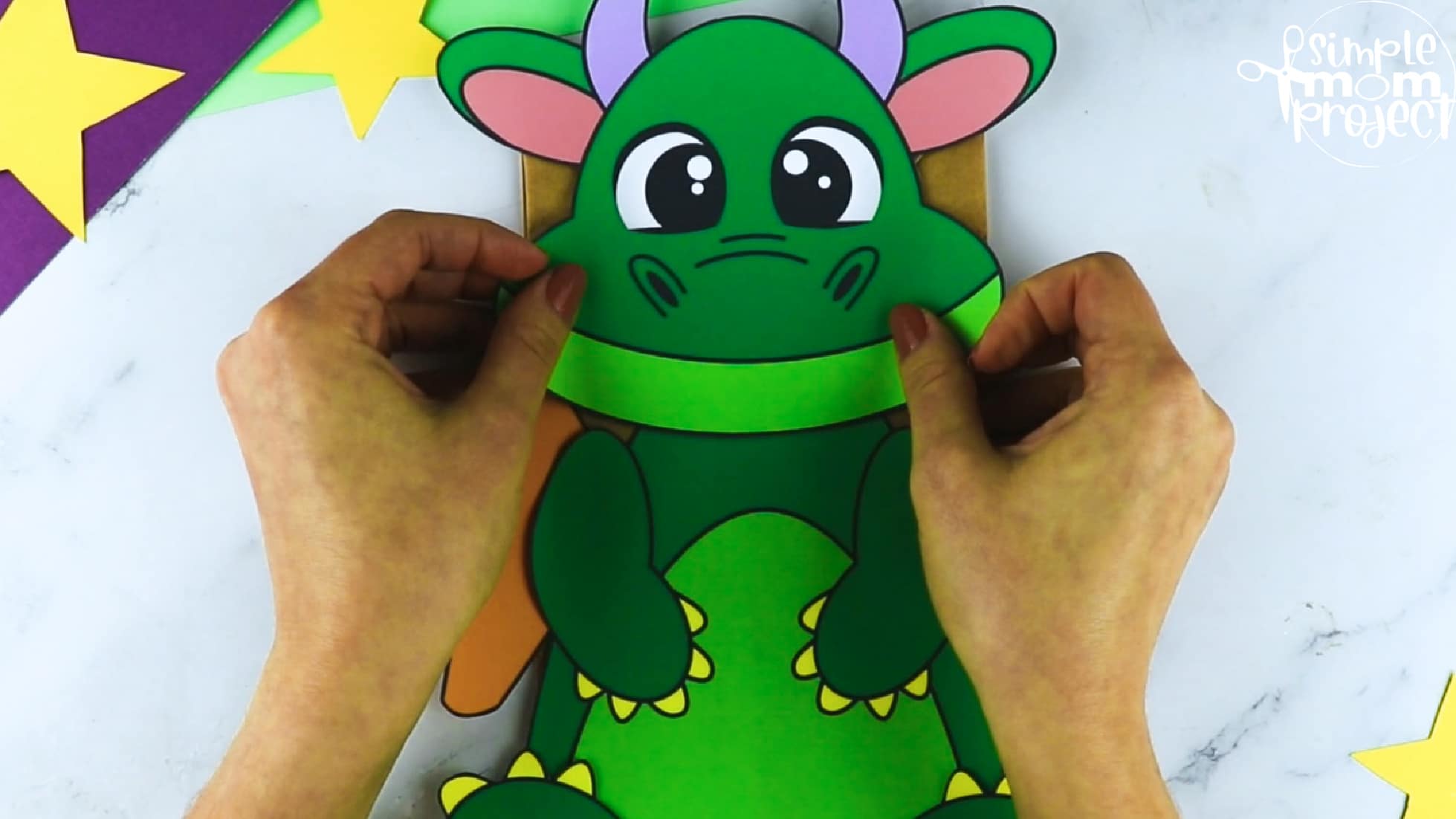 Printable Dragon Paper Bag Craft for Kids Preschoolers toddlers kindergarten