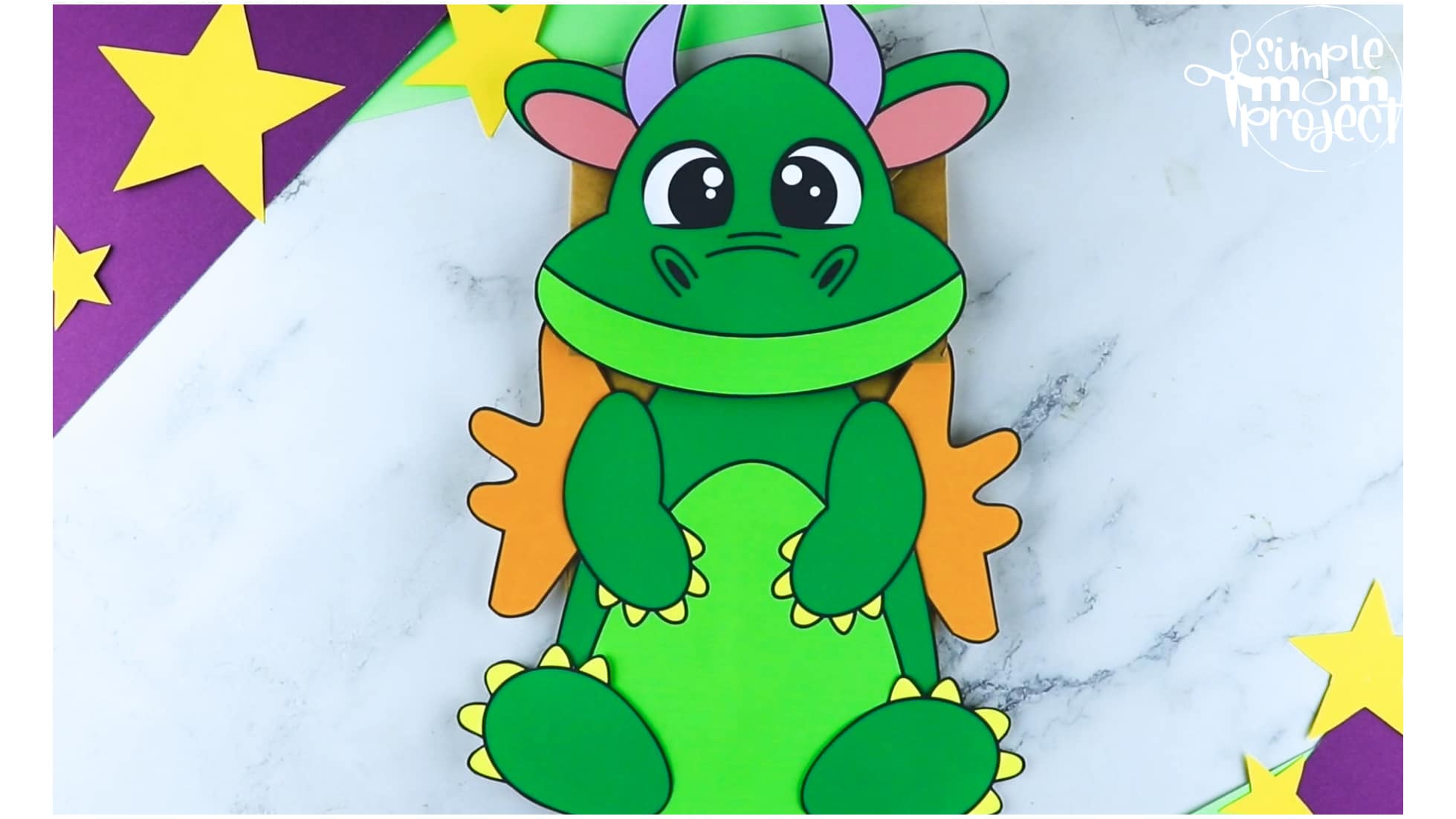 Printable Dragon Paper Bag Craft for Kids Preschoolers toddlers kindergarten