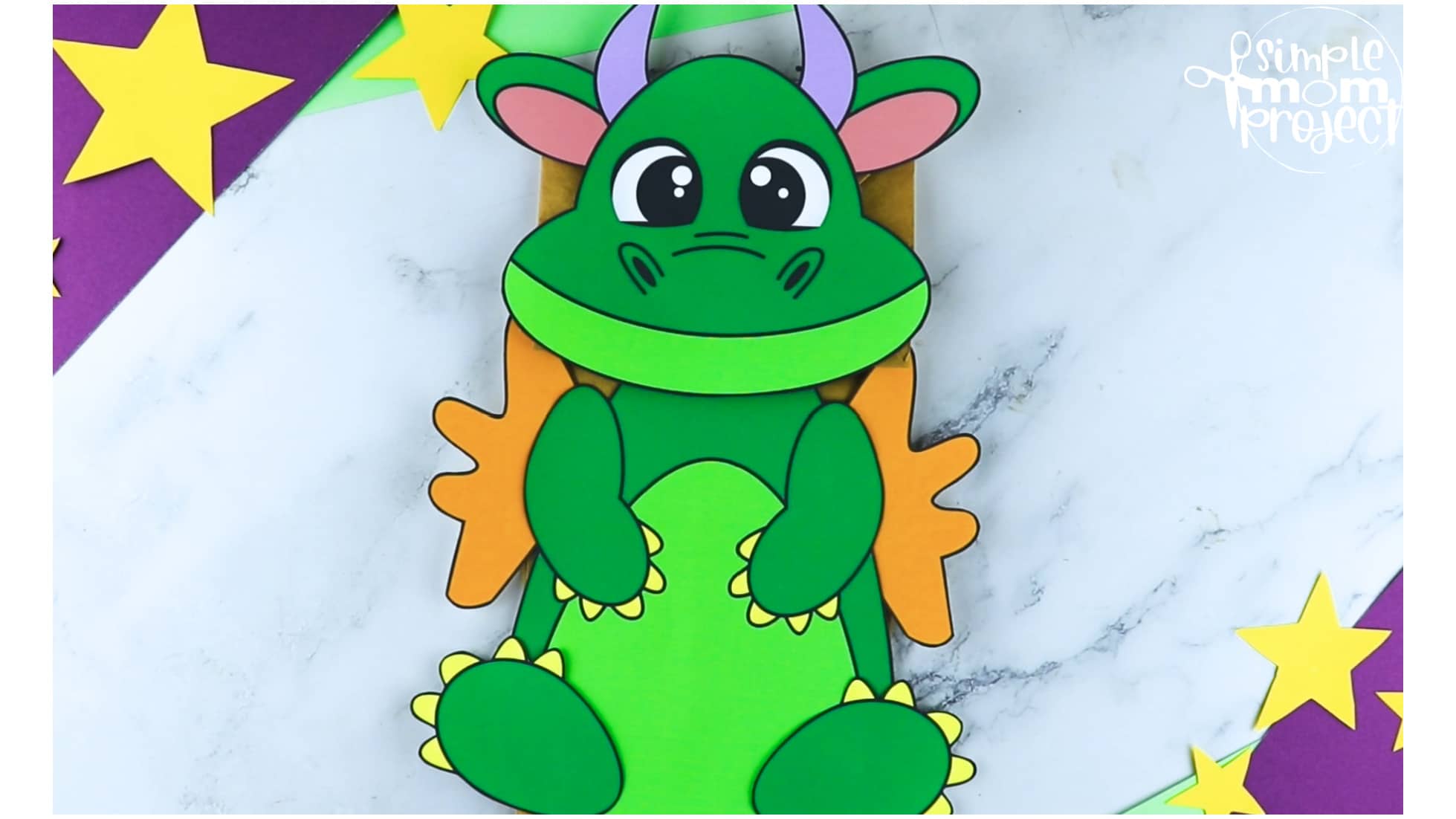 Printable Dragon Paper Bag Craft for Kids Preschoolers toddlers kindergarten