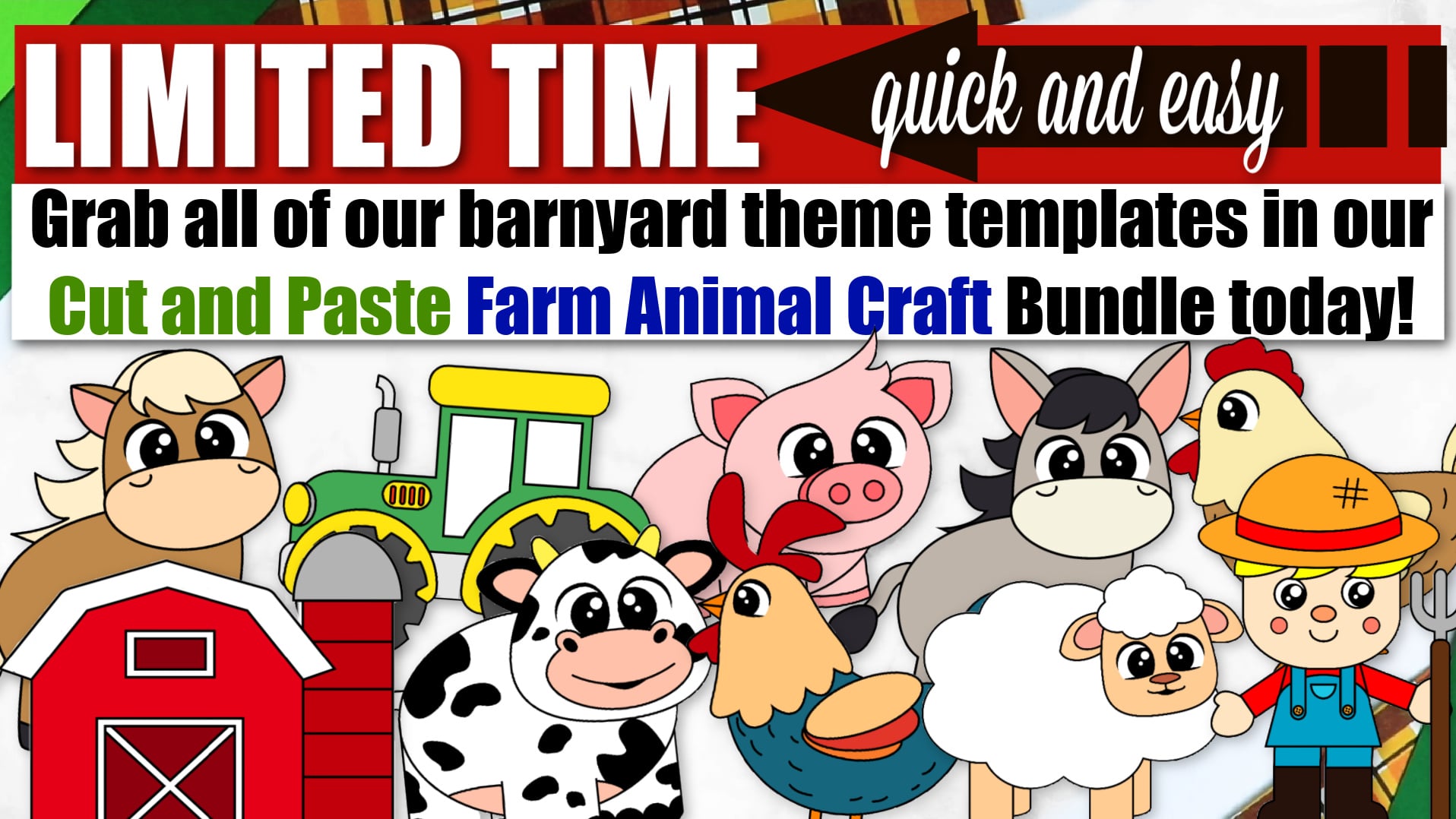 Printable Farm Animal Crafts for Preschool toddler kindergarten barnyard animal crafts 