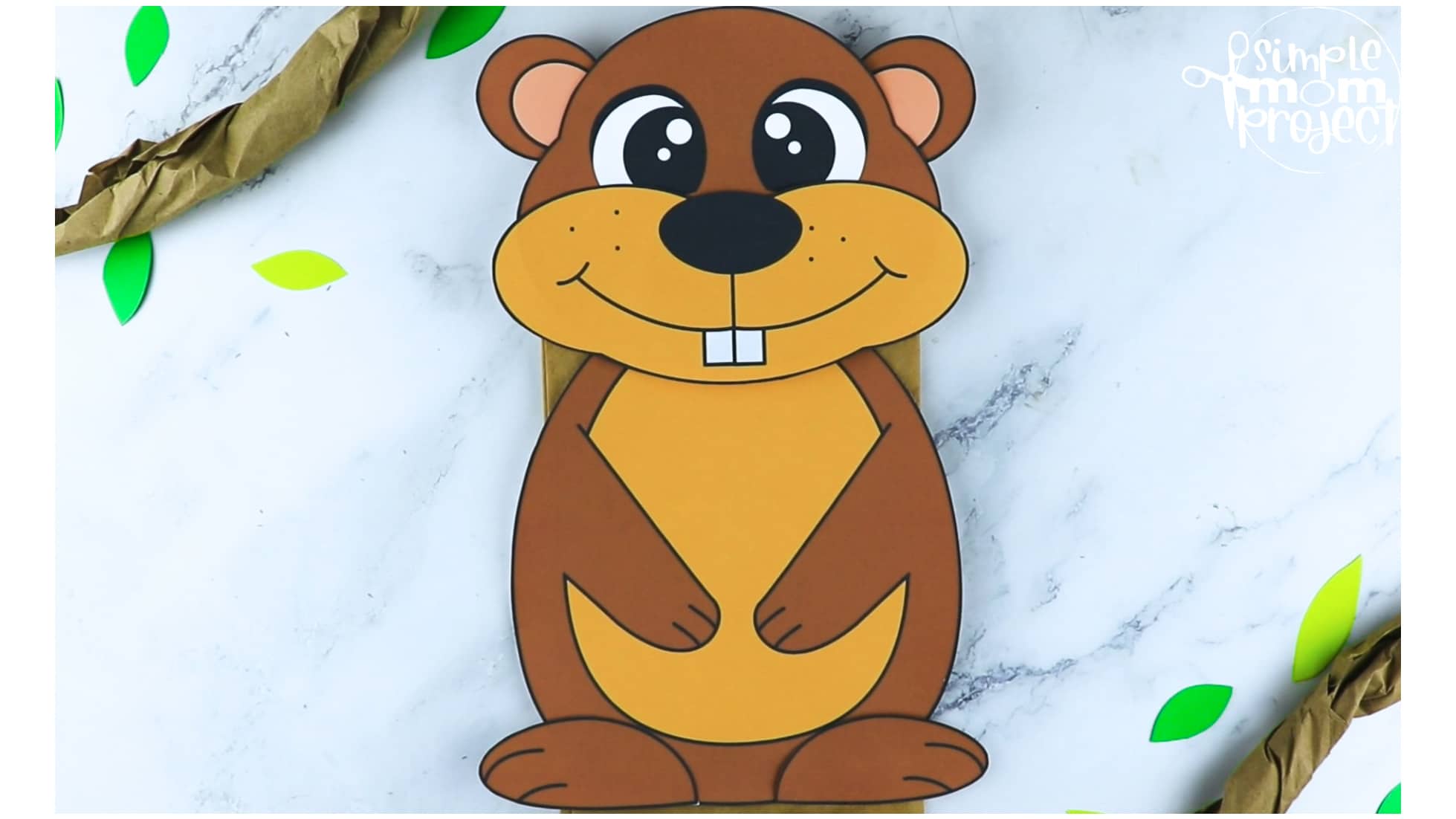 Printable Groundhog Paper Bag Craft for Kids Preschoolers toddlers kindergarten