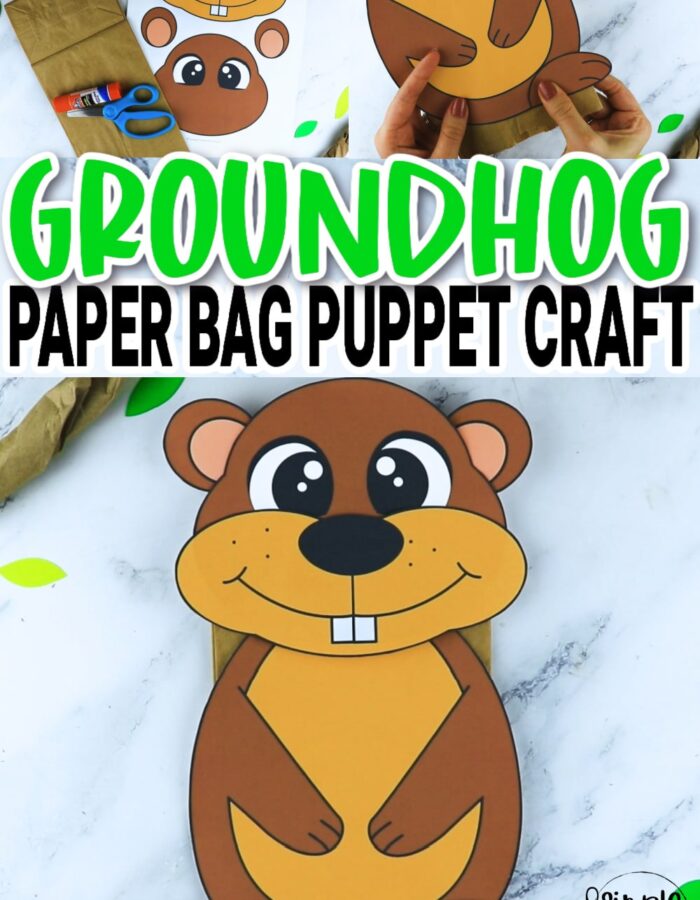 Printable Groundhog Paper Bag Craft for Kids Preschoolers toddlers kindergarten