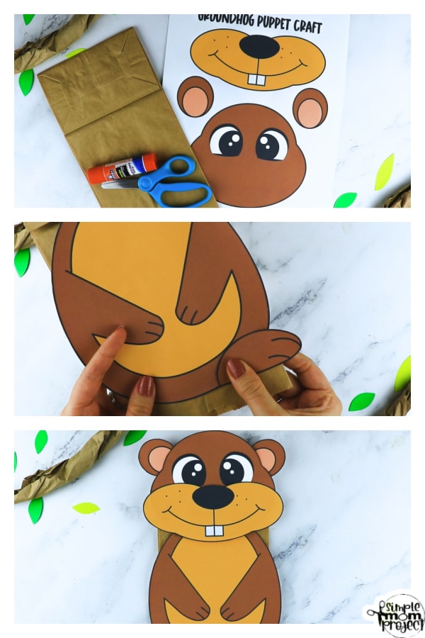 Printable Groundhog Paper Bag Craft for Kids Preschoolers toddlers kindergarten