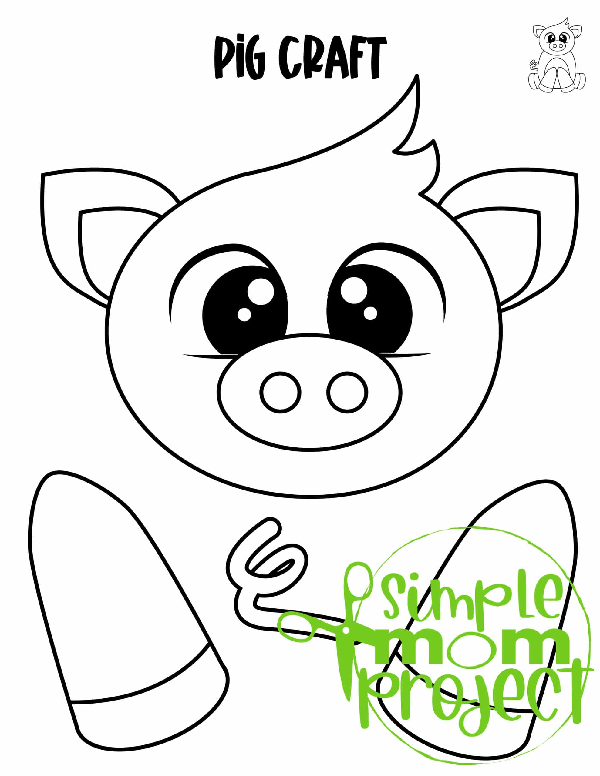 Printable Pig Paper Bag Puppet Craft for Kids Preschoolers Toddlers and Kindergartners