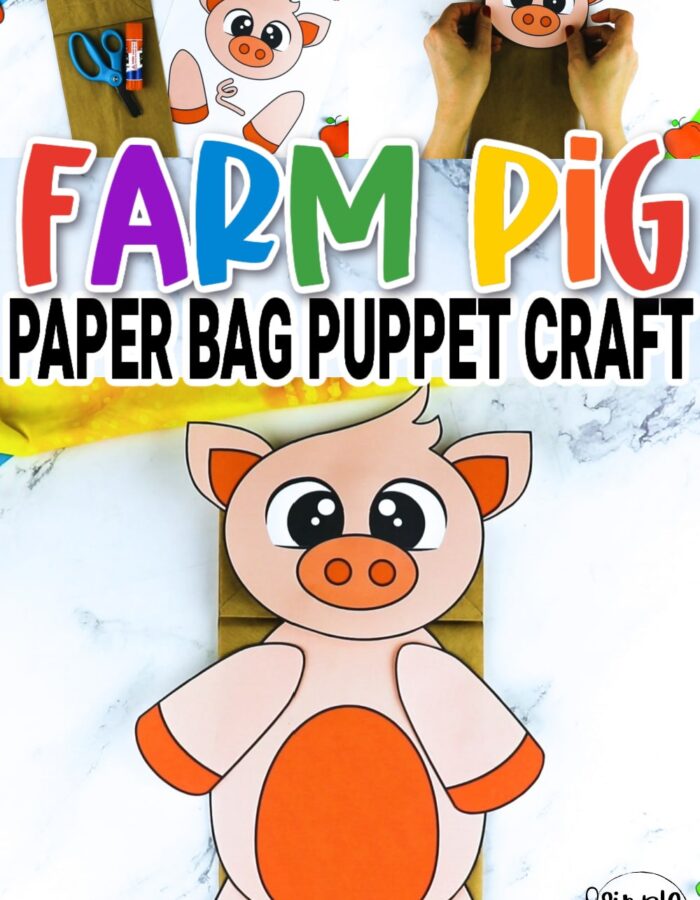 Printable Pig Paper Bag Puppet Craft for Kids Preschoolers Toddlers and Kindergartners