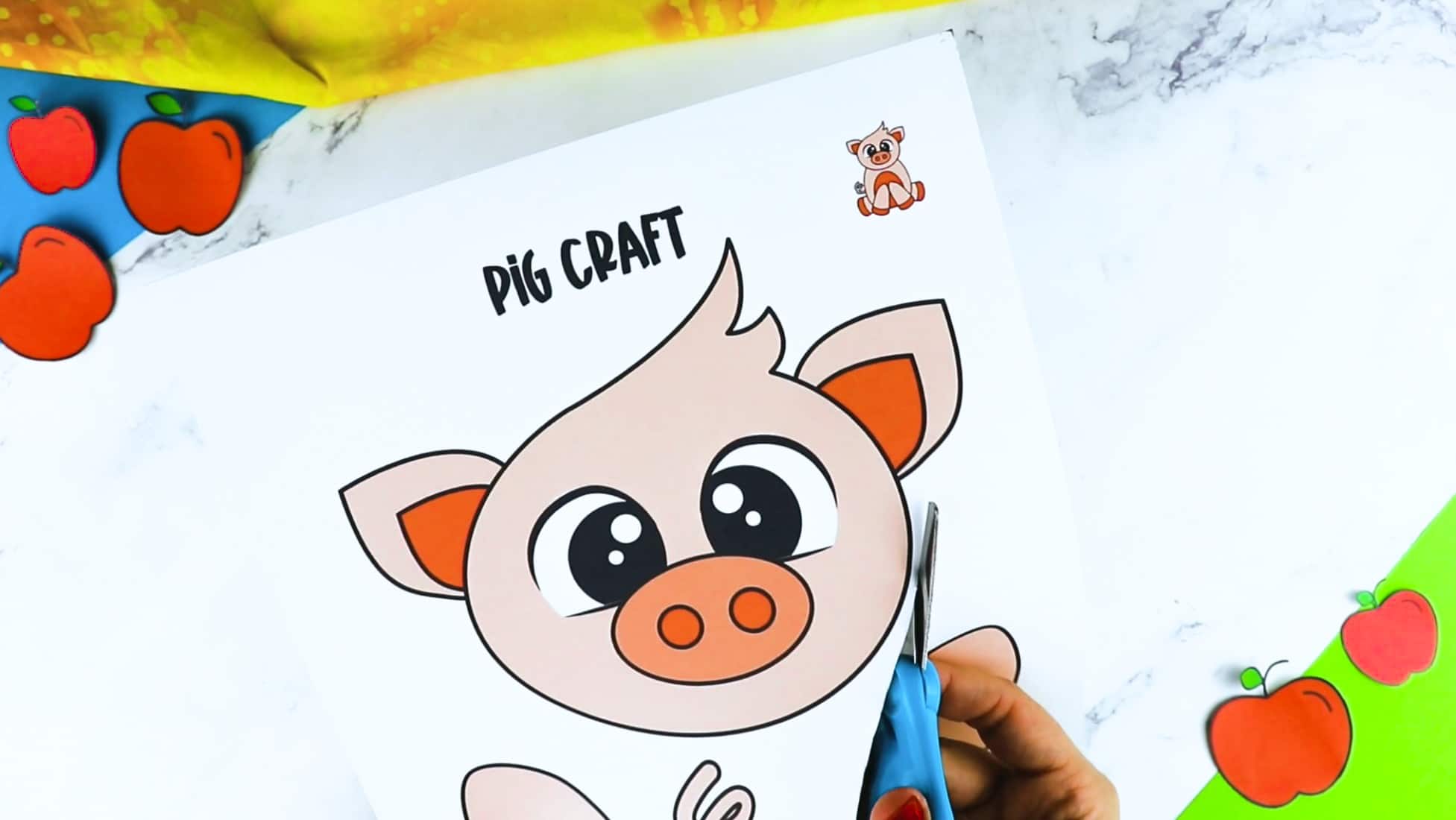 Printable Pig Paper Bag Puppet Craft for Kids Preschoolers Toddlers and Kindergartners