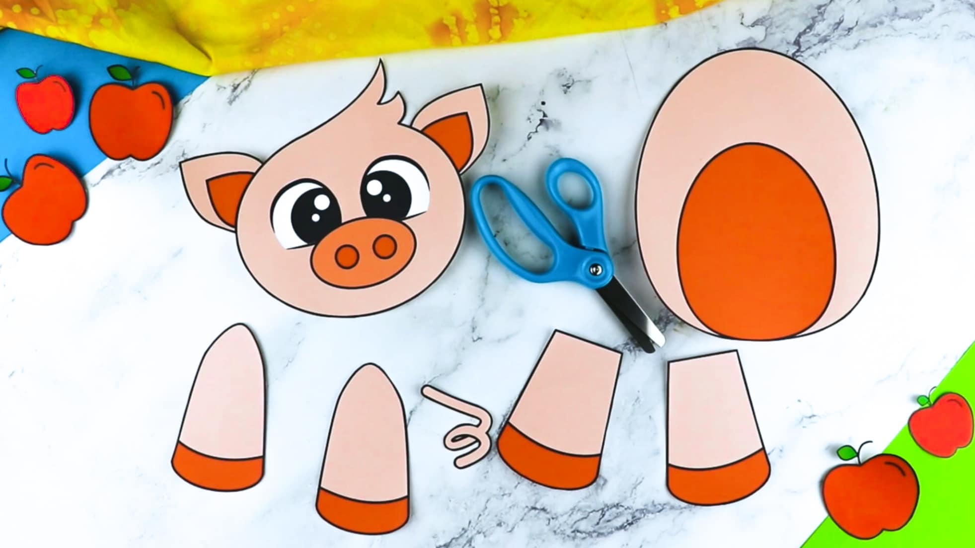Printable Pig Paper Bag Puppet Craft for Kids Preschoolers Toddlers and Kindergartners