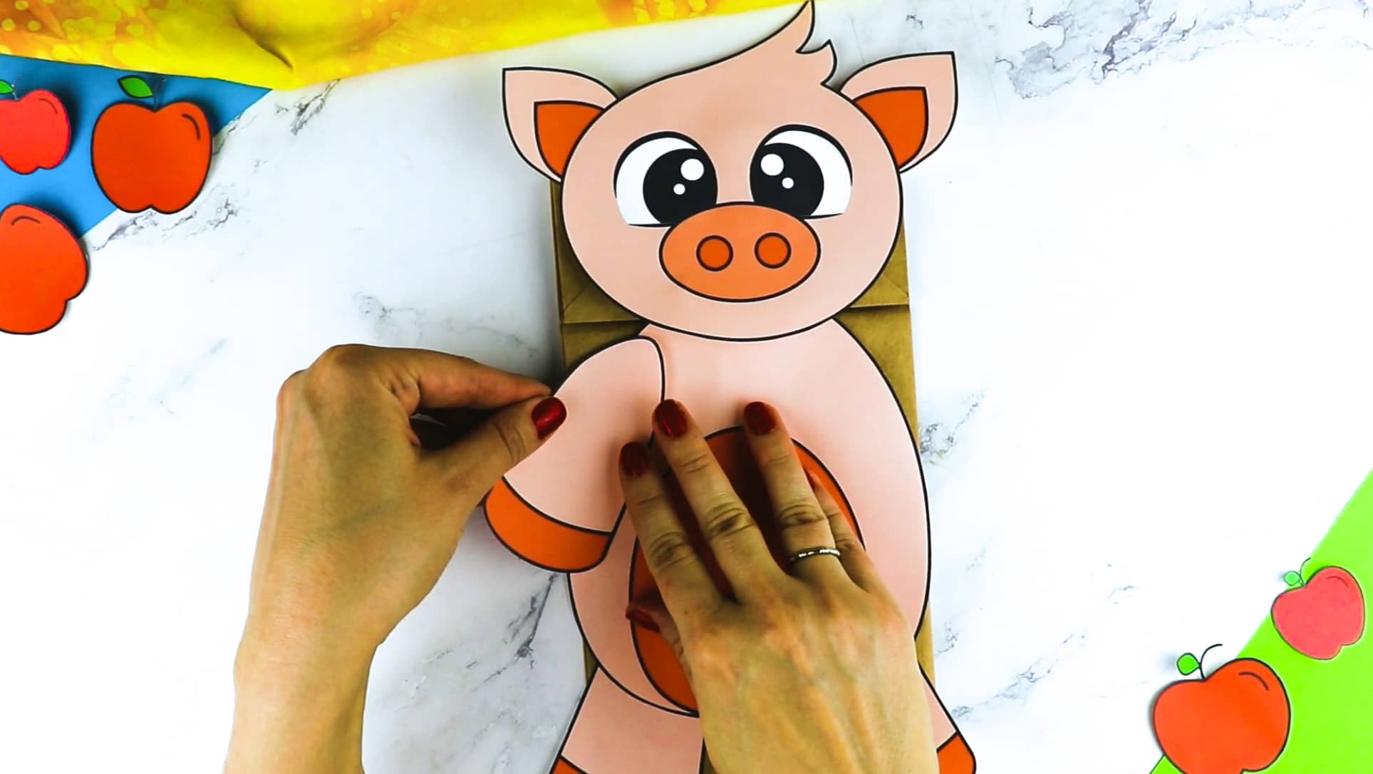 Printable Pig Paper Bag Puppet Craft for Kids Preschoolers Toddlers and Kindergartners