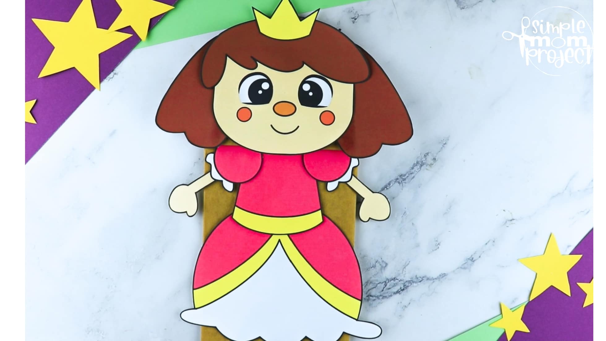 Printable Princess Paper Bag Craft for Kids Preschoolers toddlers kindergarten