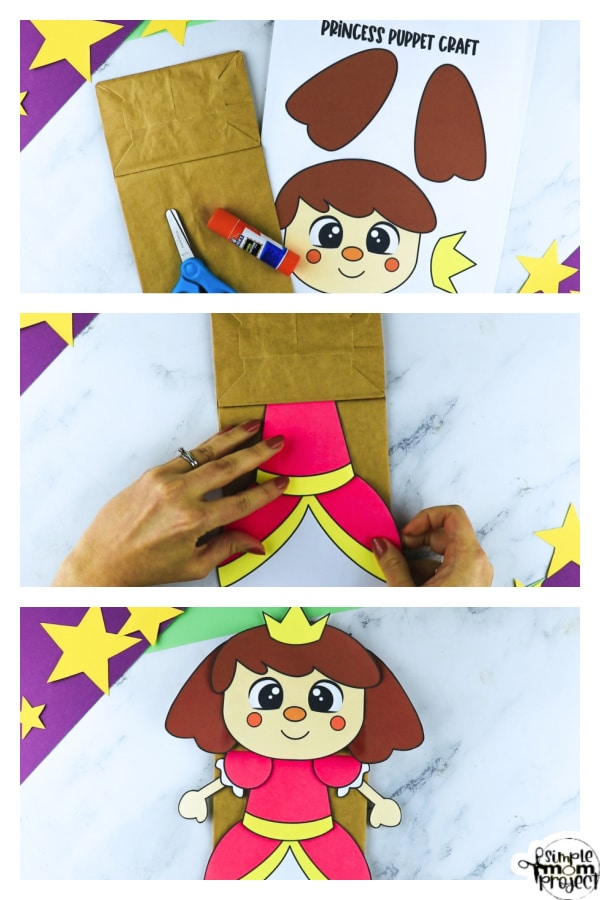 Printable Princess Paper Bag Craft for Kids Preschoolers toddlers kindergarten