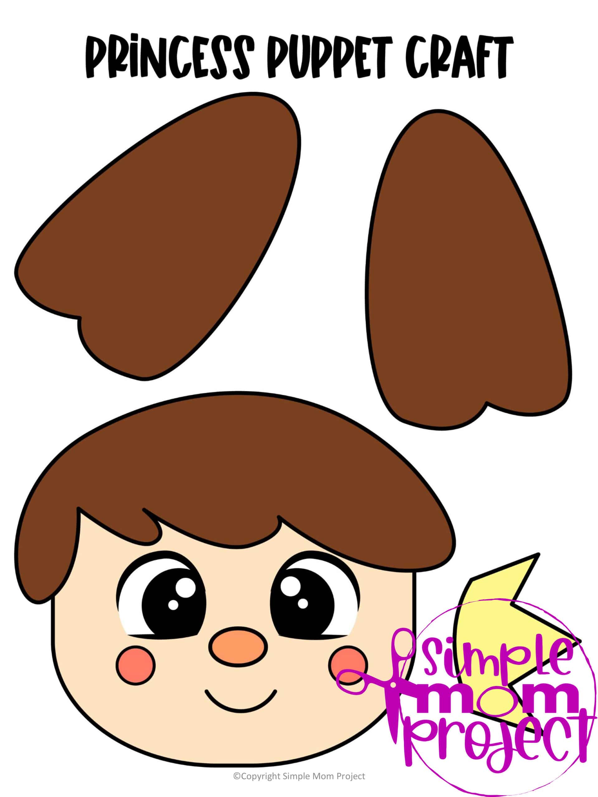 Printable Princess Paper Bag Craft for Kids Preschoolers toddlers kindergarten
