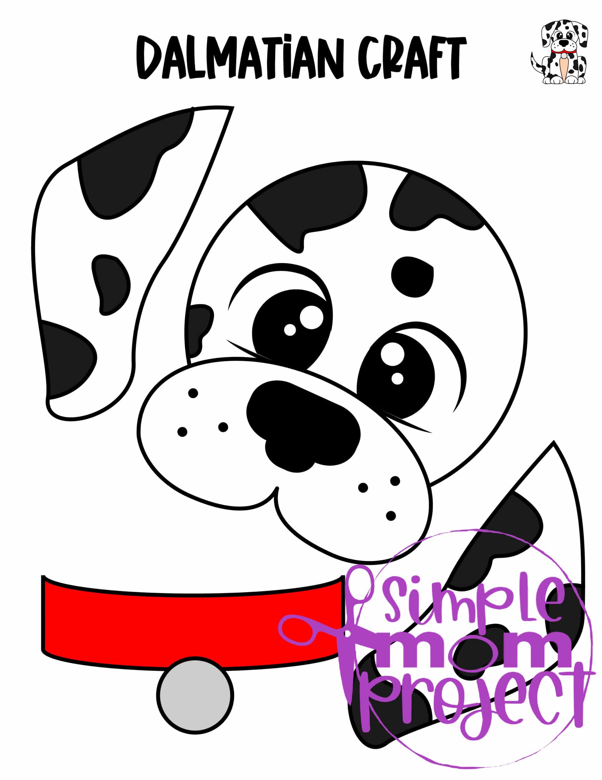 Printable Puppy Dog Dalmatian Paper Bag Puppet Craft for Kids Preschoolers Toddlers and Kindergartners