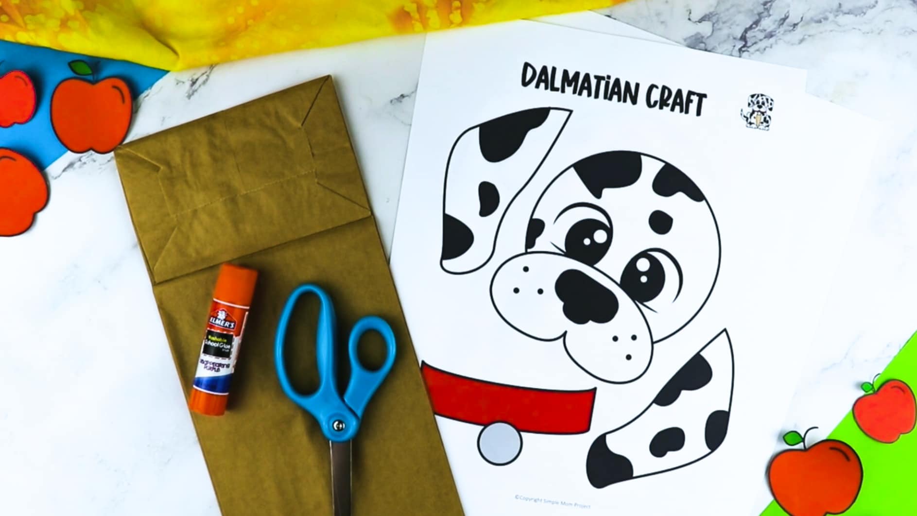 Printable Puppy Dog Dalmatian Paper Bag Puppet Craft for Kids Preschoolers Toddlers and Kindergartners