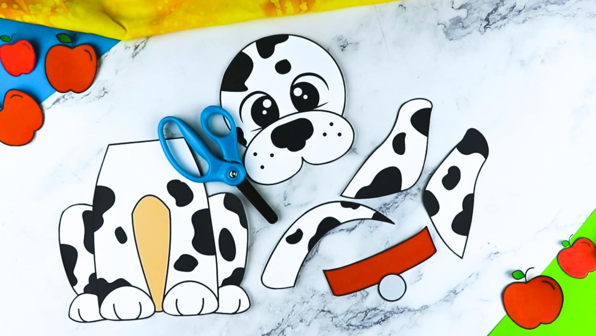 Printable Puppy Dog Dalmatian Paper Bag Puppet Craft for Kids Preschoolers Toddlers and Kindergartners