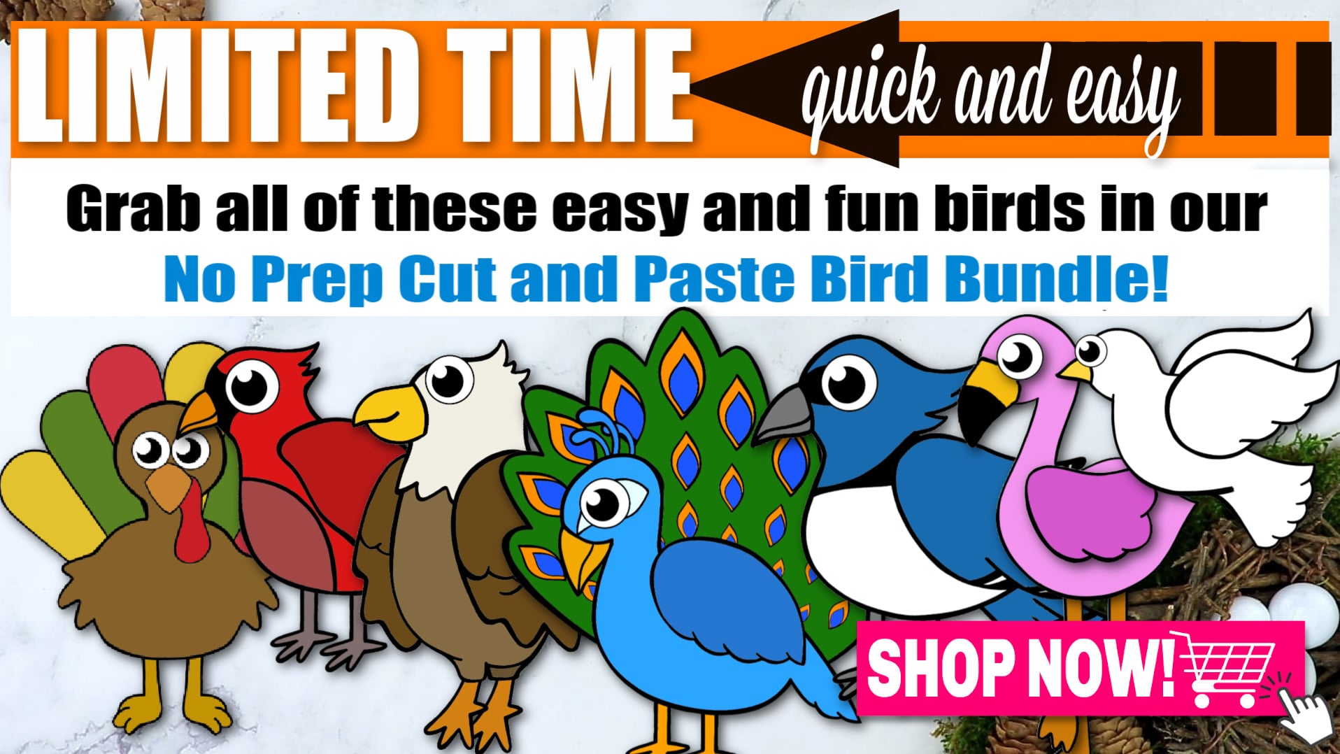 Printable Bird No Prep Cut and Paste Crafts for Kids, Preschoolers, Toddlers and Kindergartners 1