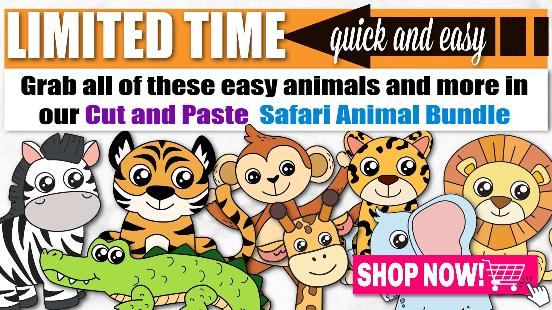 Printable Jungle and Safari Cut and Paste Crafts for kids, preschoolers, toddlers and kindergarten kids