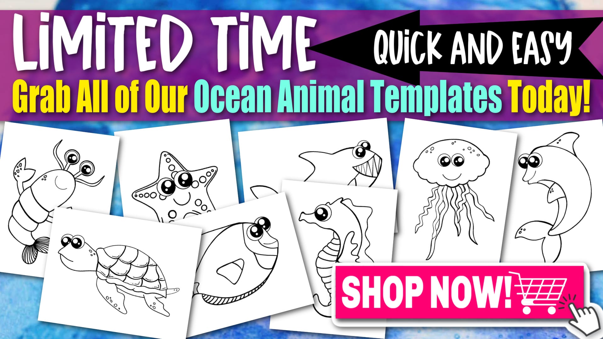 Printable Ocean Animal Template Coloring Book for kids, preschoolers and toddlers 4
