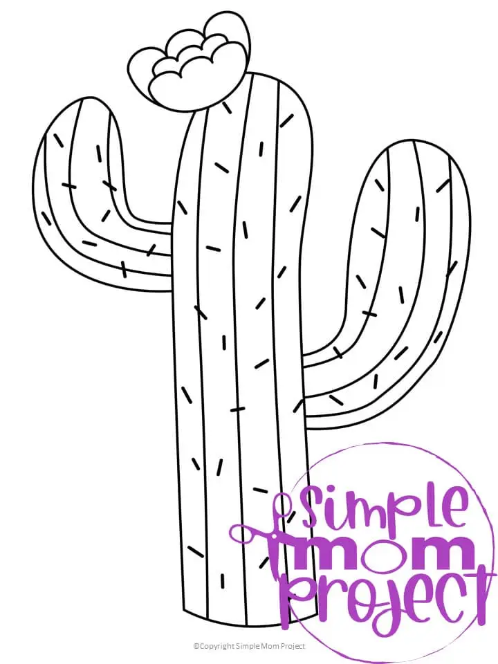 Free Printable Cactus Flower Template for Kids, Preschooler, Kindergartner 1
