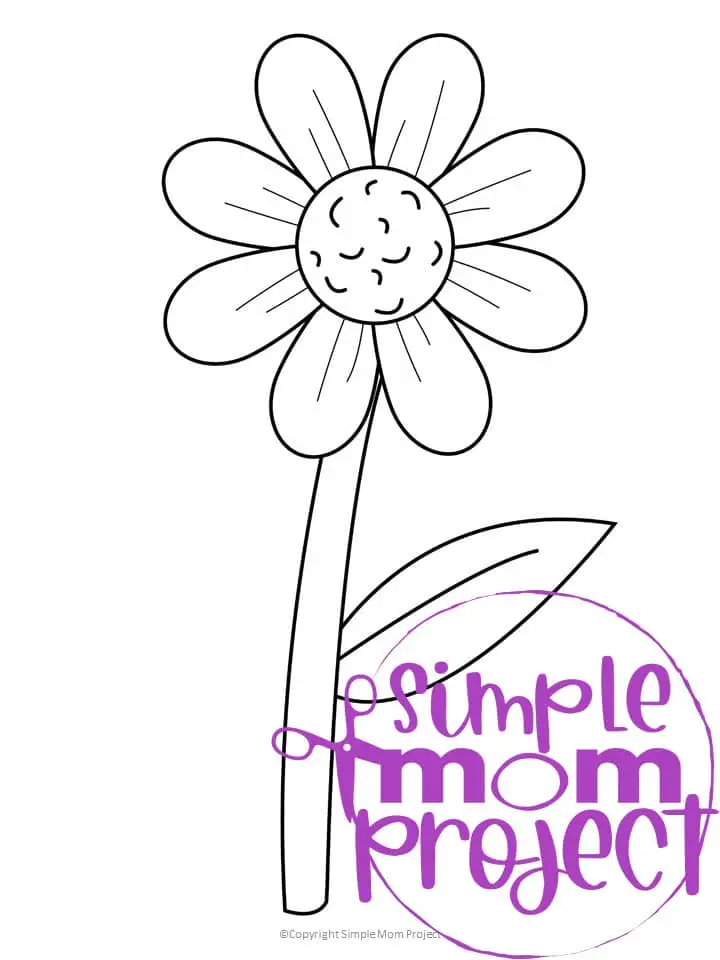Free Printable Daisy Flower Template for Kids, Preschooler, Kindergartner 1