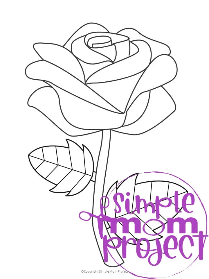 Free Printable Rose Flower Template for Kids, Preschooler, Kindergartner 1