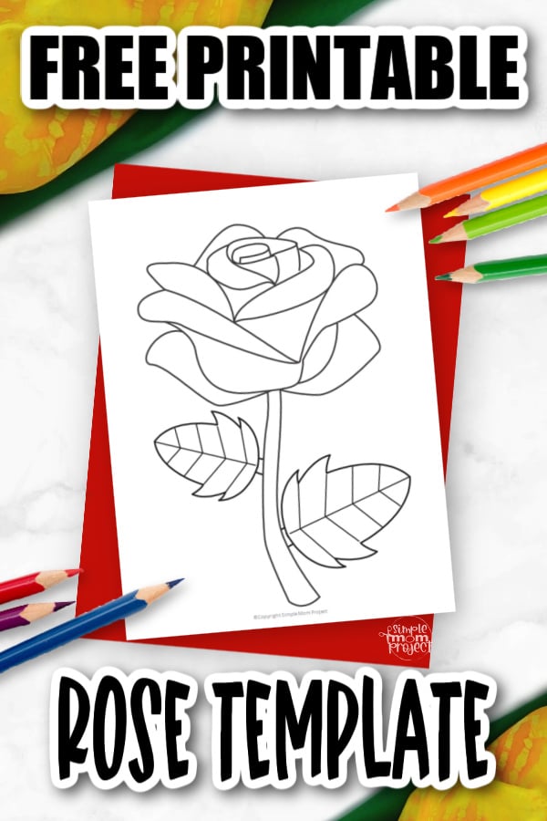 Free Printable Rose Flower Template for Kids, Preschooler, Kindergartner 3