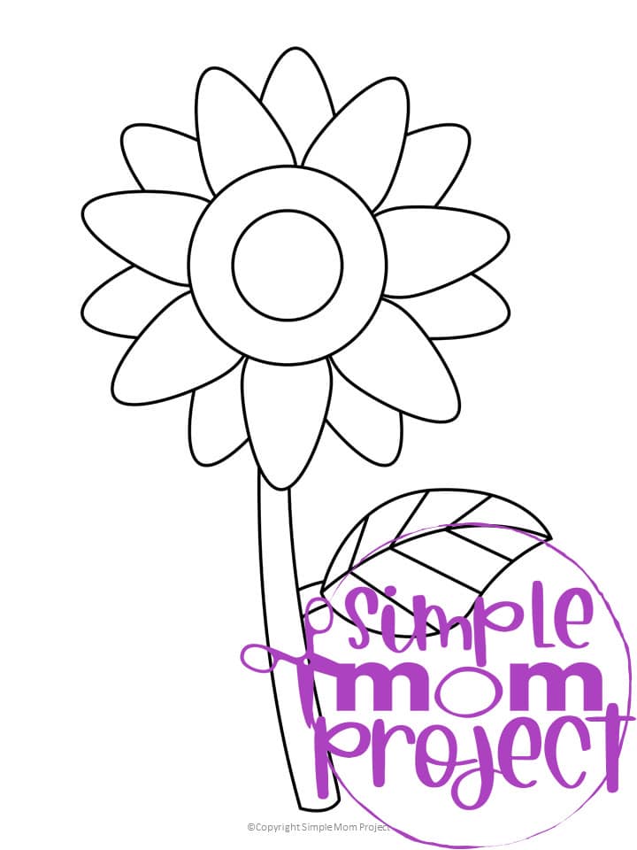 Free Printable Sunflower Flower Template for Kids, Preschooler, Kindergartner 1