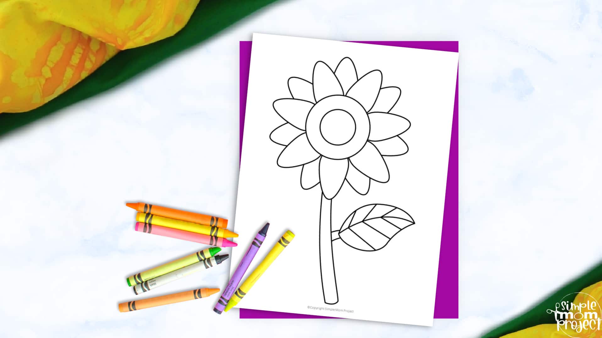 Free Printable Sunflower Flower Template for Kids, Preschooler, Kindergartner 2