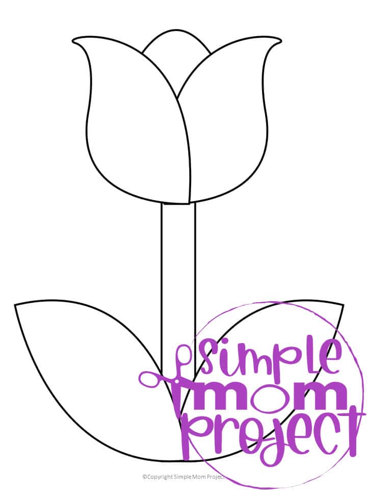Free Printable Tulip Flower Template for Kids, Preschooler, Kindergartner 1