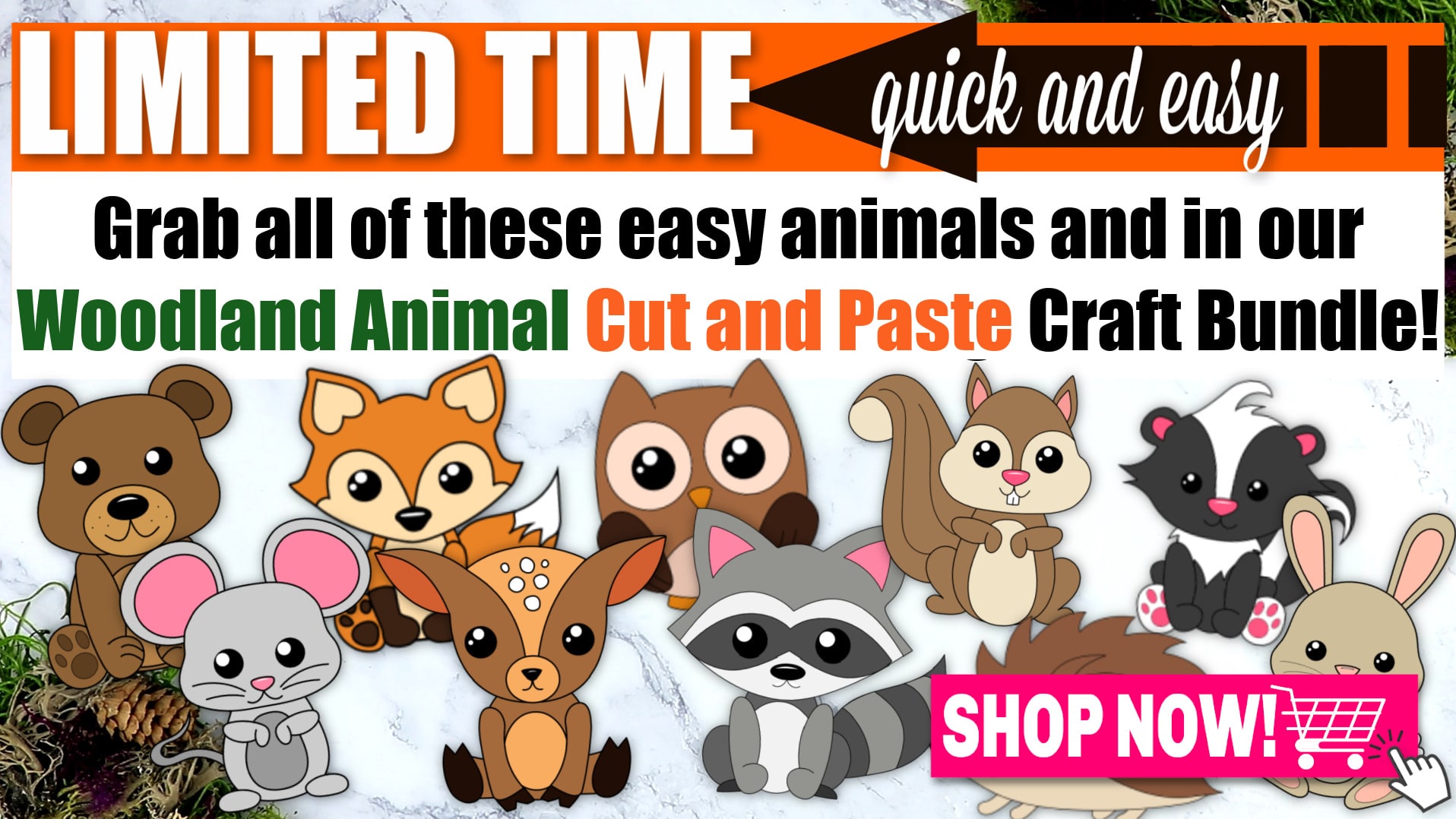 Printable Woodland Forest Animal Cut and Paste Crafts for Kids, preschoolers, toddlers and kindergartners SALES