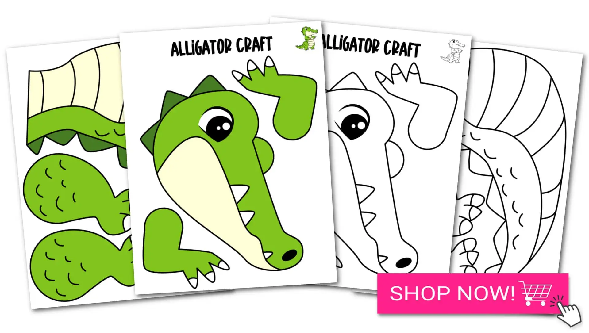 Printable Zoo Animal Alligator Paper Bag Puppet Craft Toddlers, Preschoolers, Kindergarteners and Older Kids