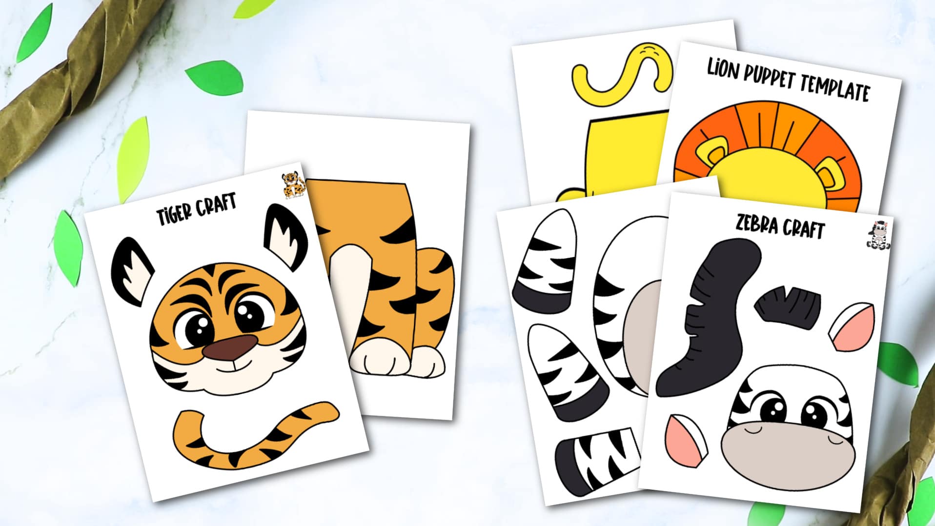Printable Zoo Animal Paper Bag Puppets for Kids preschooler kindergarten elementary zoo animal template puppets 4