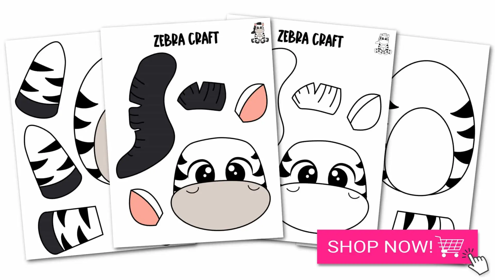 Printable Zoo Animal Zebra Paper Bag Puppet Craft Toddlers, Preschoolers, Kindergarteners and Older Kids