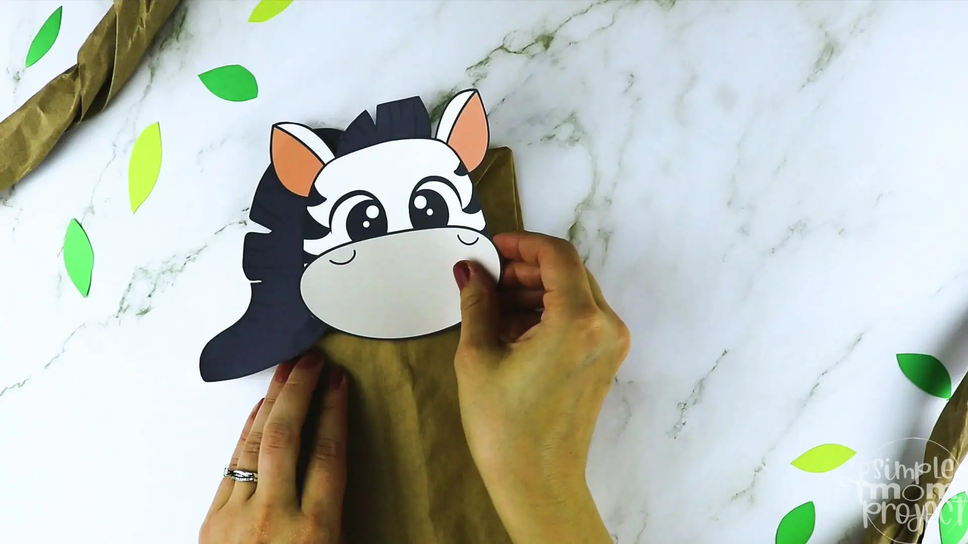 Printable Zoo Animal Zebra Paper Bag Puppet Craft for Kids, preschoolers, toddlers and kindergartners