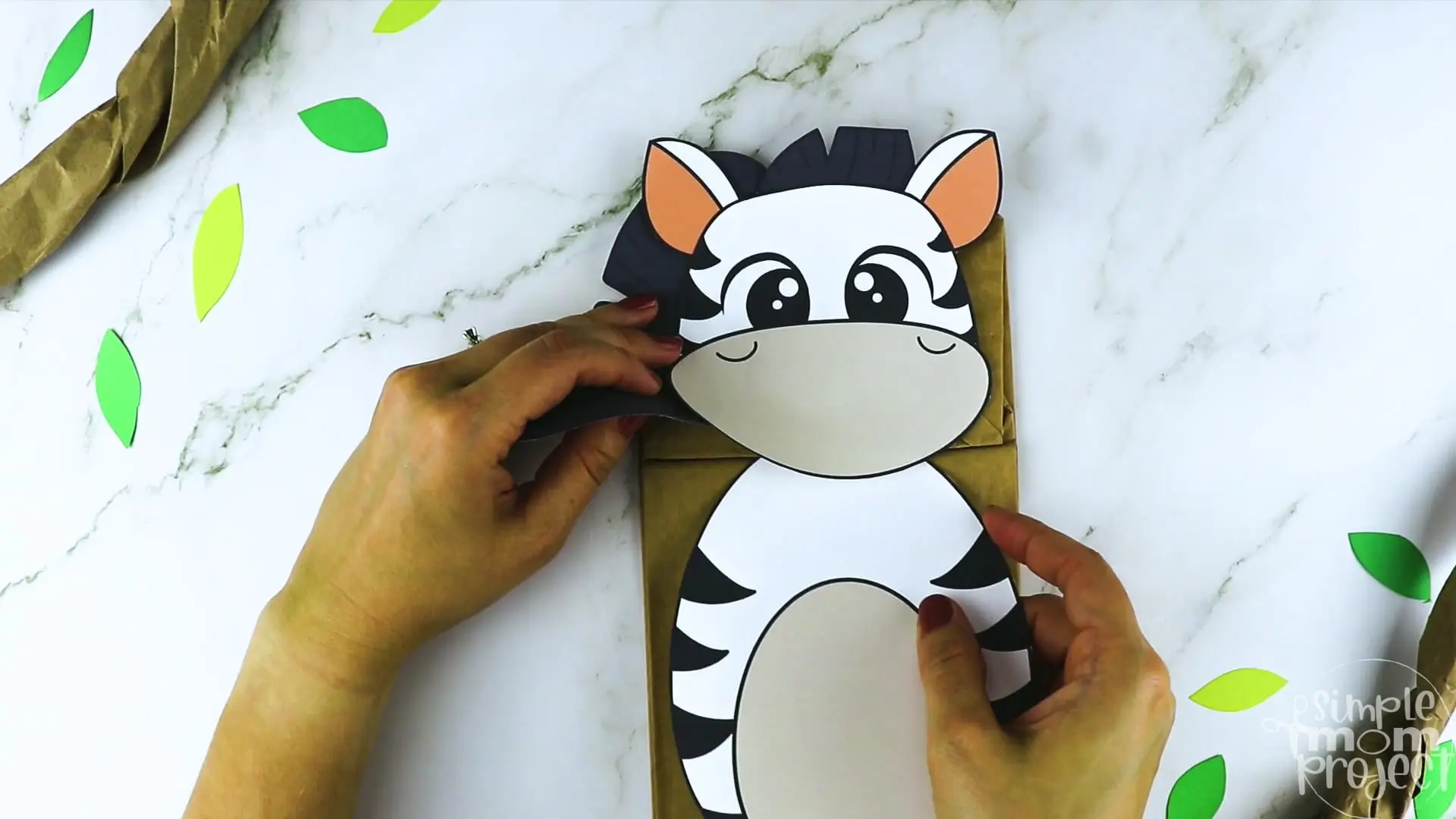 Printable Zoo Animal Zebra Paper Bag Puppet Craft for Kids, preschoolers, toddlers and kindergartners