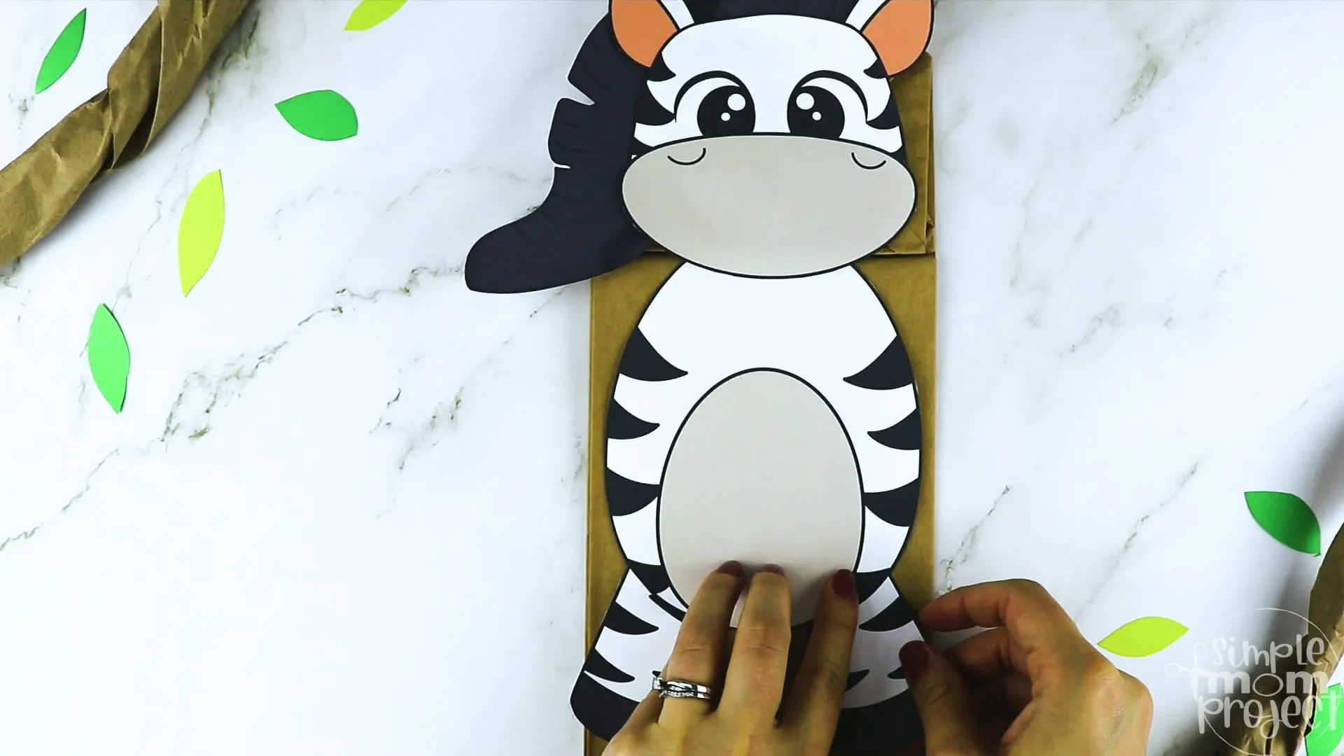 Printable Zoo Animal Zebra Paper Bag Puppet Craft for Kids, preschoolers, toddlers and kindergartners