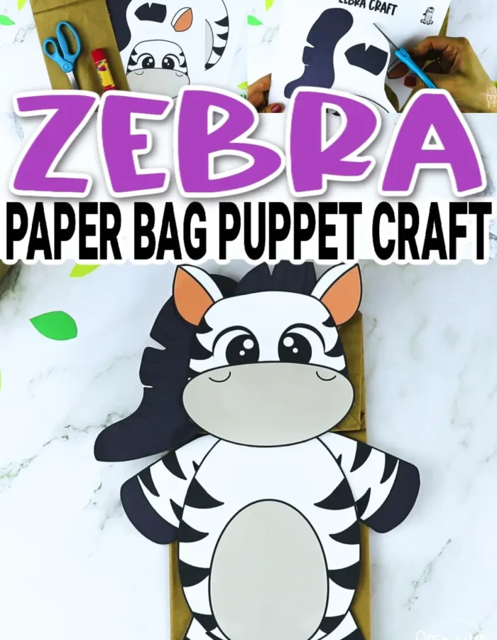 Are you looking for a printable zebra template to make a fun paper bag zebra puppet? This adorable zebra animal is the perfect preschool craft for teachers to teach their kids the letter z. Click now to grab your zebra hand puppet toddler craft now!