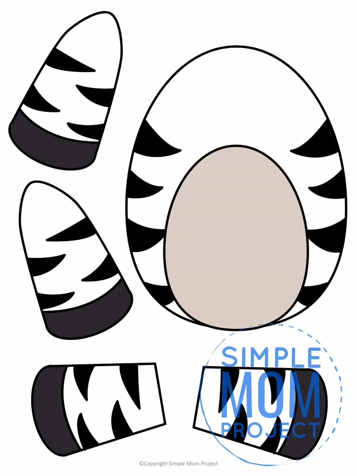 Printable Zoo Animal Zebra Paper Bag Puppet Craft for Kids, preschoolers, toddlers and kindergartners