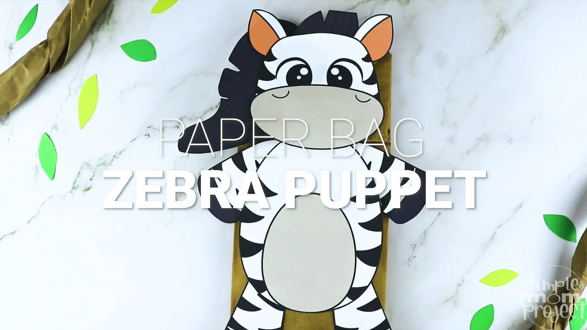 Printable Zoo Animal Zebra Paper Bag Puppet Craft for Kids, preschoolers, toddlers and kindergartners