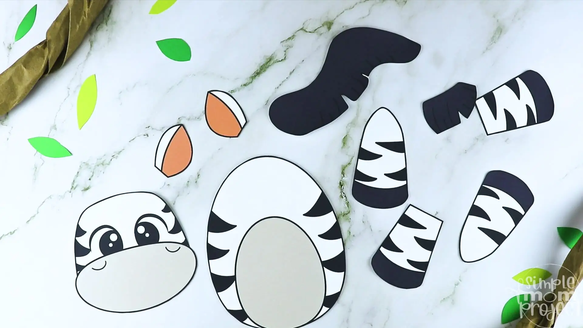 Printable Zoo Animal Zebra Paper Bag Puppet Craft for Kids, preschoolers, toddlers and kindergartners