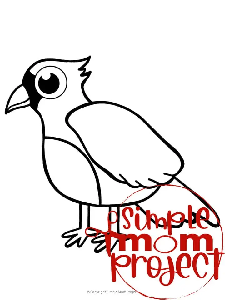 Printable Cardinal Template Coloring Page for Kids Preschoolers Toddlers and Bird Crafts 1