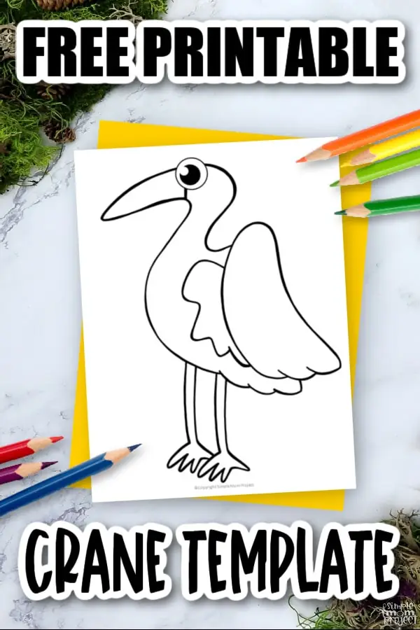 Printable Crane Template Coloring Page for Kids Preschoolers Toddlers and Bird Crafts 3