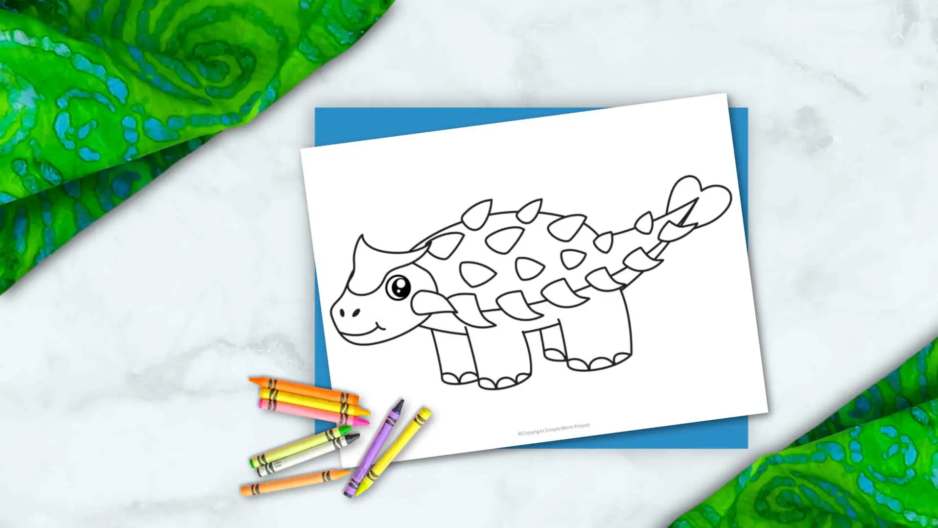 Printable Dinosaur Ankylosaurus Template Coloring Page for Kids, preschoolers, toddlers 2