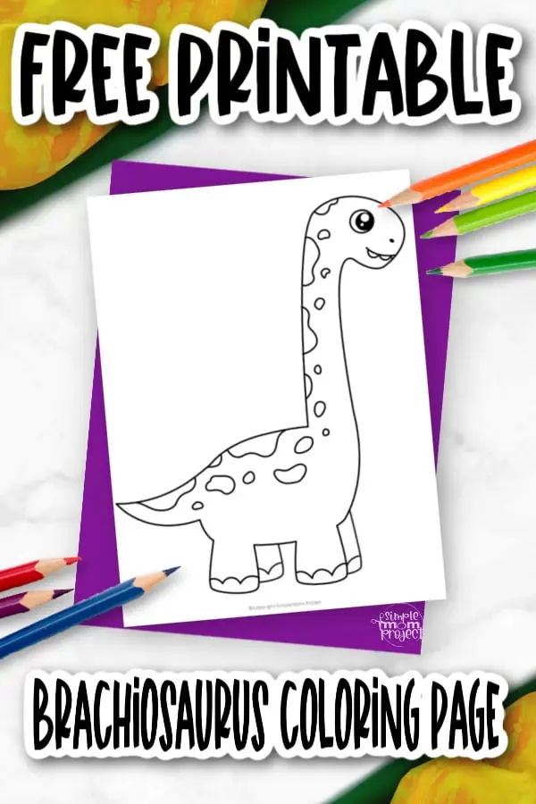 Printable Dinosaur Brachiosaurus Template Coloring Page for Kids, preschoolers, toddlers 3